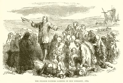 Pilgrimsfedrene lander i New England, 1660 av English School