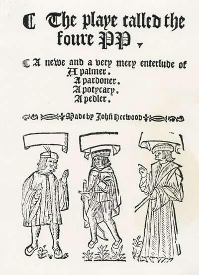 The Play kalte de fire PP, ca. 1530 (tresnitt) av English School