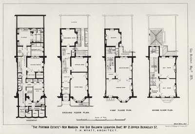 "The Portman Estate," New Mansion for Sir Baldwyn Leighton, Baronet, No 2, Upper Berkeley Street (gravering) av English School