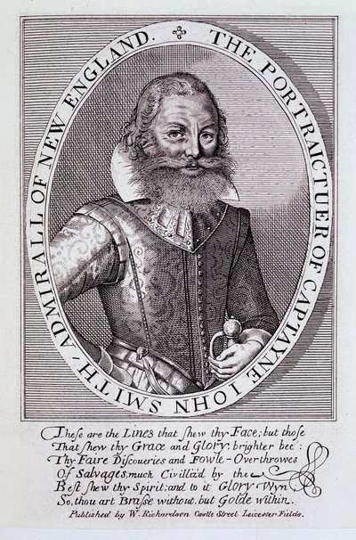 Portrettet av kaptein John Smith, admiral av New England av English School