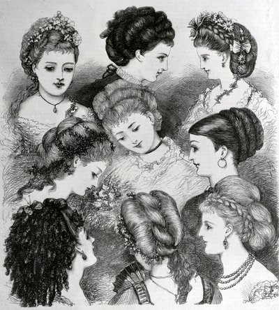 The Present Fashions in Hair, 1870 av English School
