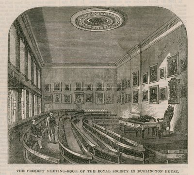Det nåværende møterommet til Royal Society i Burlington House av English School