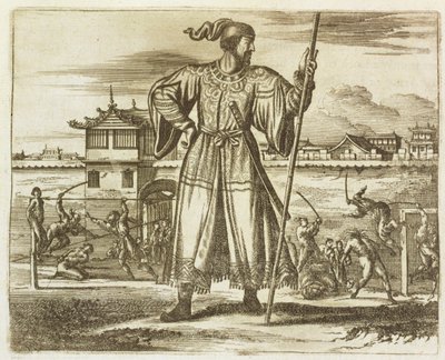 Statsgeneralen for den kinesiske hæren, illustrasjon fra en beskrivelse av ambassader til Kina, 1690 av English School
