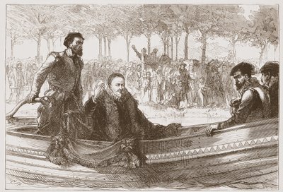 Prinsen av Orange i lekteren sin på vei til Brussel, illustrasjon fra The History of Protestantism av James Aitken Wylie (1808-1890), pub. 1878 av English School