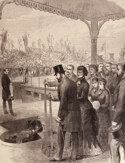 Prinsen av Wales åpner New North Docks i Liverpool, fra The Illustrated London News, 17. september 1881 av English School