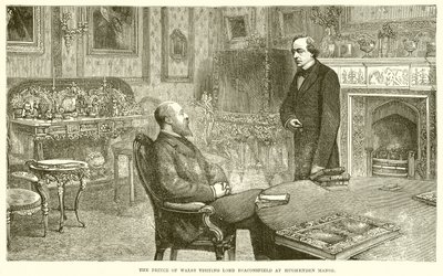 Prinsen av Wales besøker Lord Beaconsfield på Hughenden Manor av English School