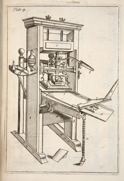 Trykkeriet, pub. 1683 gravering. av English School