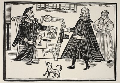 The Proctor and Parator, tittelside til en traktat om overgrepene og overdrivelsene til de åndelige domstolene, 1641 av English School