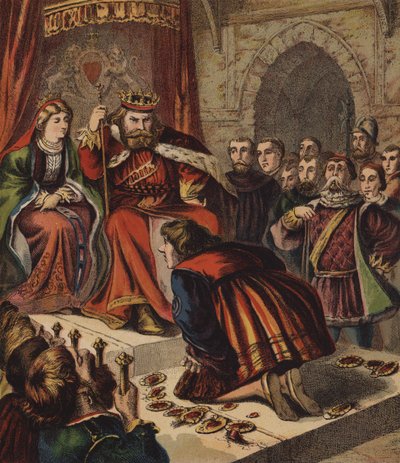 The Queen of Hearts, She Made Some Tartars (farge litho) av English School