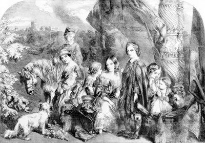 Dronningen og barna hennes i Windsor Great Park, fra 'Illustrated London News', 1852 av English School