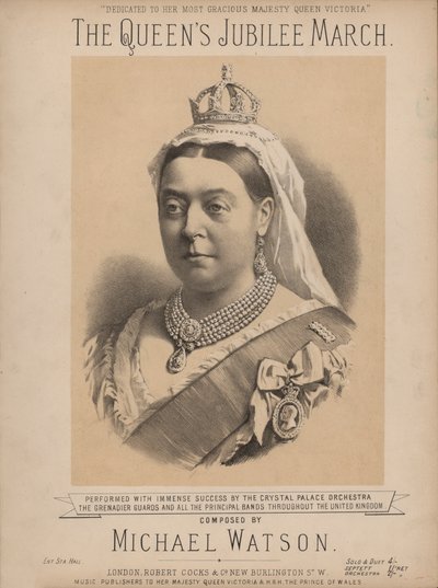 Die Jubiläumsmarsch der Königin - mit Porträt von Königin Victoria von English School