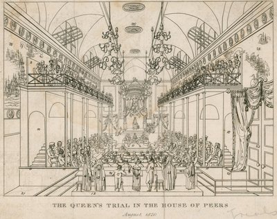 Queens-rettssaken i House of Peers, august 1820 av English School