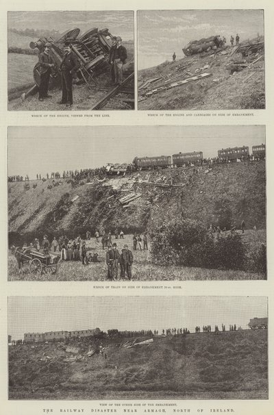 Jernbanekatastrofen nær Armagh, Nord-Irland (gravering) av English School