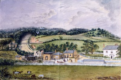 The Railway Terminus, Kent, ca. 1860 (wc på papir) av English School