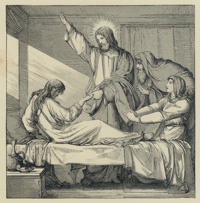 The Raising of Jairus' Daughter (gravering) av English School