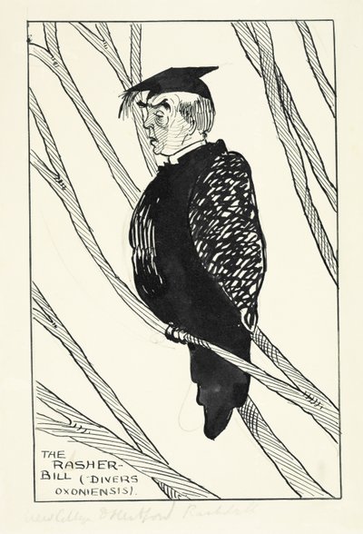 The Rasher-Bill (Divers Oxoniensis): Hastings Rashdall (1858-1924) (penn og blekk og blyant på papir) av English School