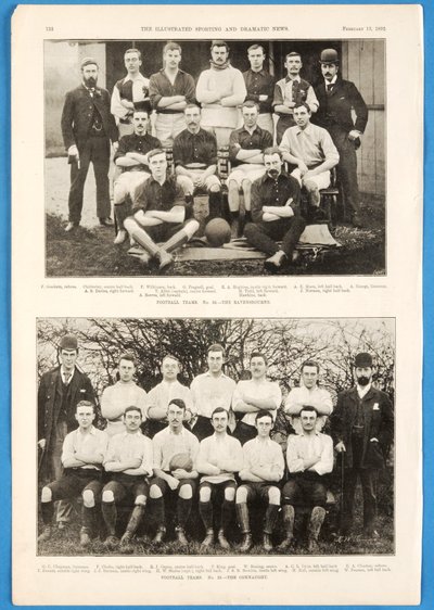 The Ravensbourne og The Connaught, fotballag omtalt i The Illustrated Sporting and Dramatic News, 13. februar 1892 av English School