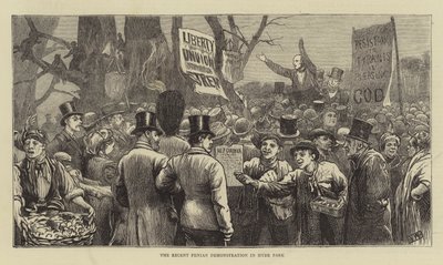 Den nylige Fenian-demonstrasjonen i Hyde Park (gravering) av English School