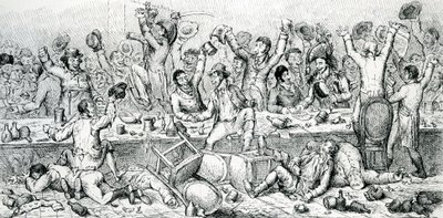 The Reformers Dinner, illustrasjon hentet fra Satiristen, 1809 av English School
