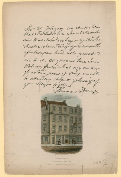 The Residence of Thomas Davies, Russell Street, Covent Garden, London av English School
