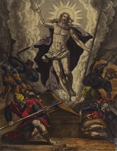 Oppstandelsen (farge litho) av English School