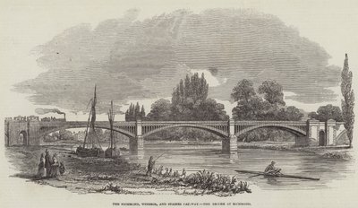 Richmond, Windsor og Staines Railway Bridge ved Richmond (gravering) av English School
