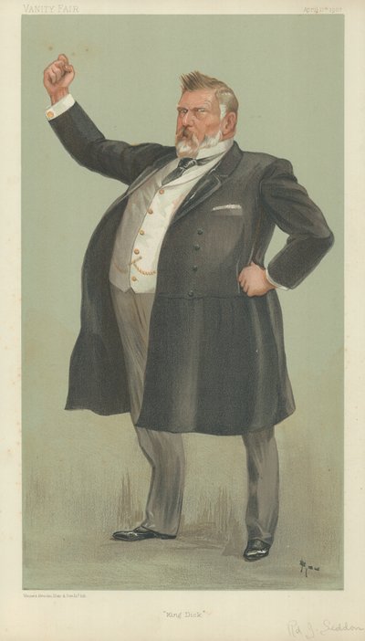 The Right Hon Richard John Seddon, King Dick, 17. april 1902, Vanity Fair tegneserie av English School