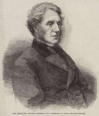 Høyre ærede Edward Cardwell, MP, utenriksminister for koloniene (gravering) av English School