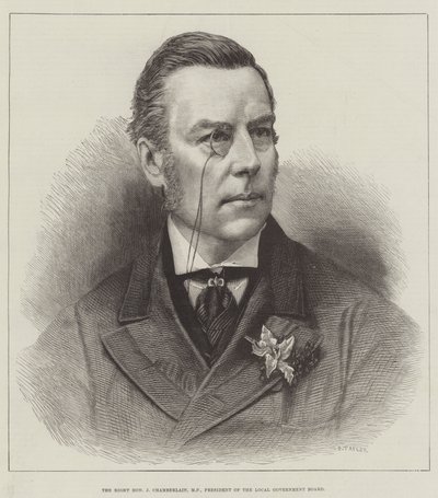 Høyre ærede J Chamberlain, MP, president for kommunestyret (gravering) av English School