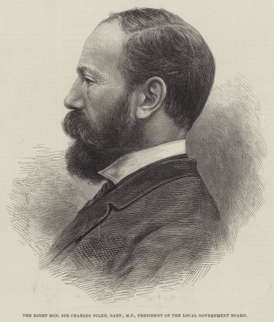 Høyre ærede Sir Charles Dilke, Baronet, MP, president for det lokale styret (gravering) av English School