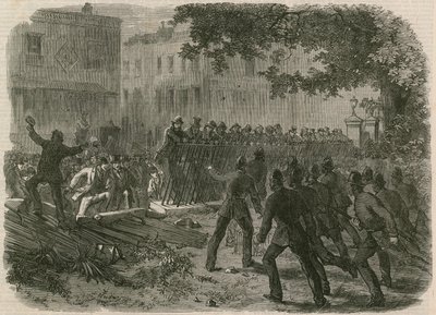 The Riot in Hyde Park: Mobben som trekker ned rekkverket i Park Lane av English School