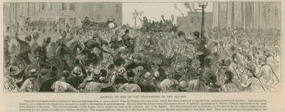 The Riot in Trafalgar Square: Ankomst av en av prosesjonene på torget av English School