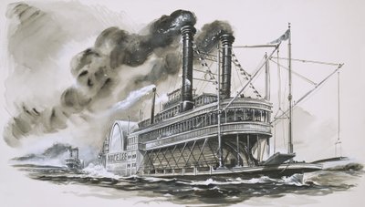 Robert E Lee leder Natchez i deres berømte løp oppover Mississippi-elven av English School
