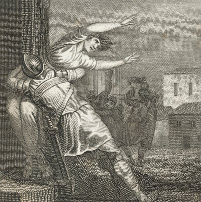 Romerne bortførte Sabinerkvinnene for å få dem til koner (gravering) av English School