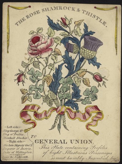 The Rose, Shamrock and Thistle to General Union (fargegravering) av English School
