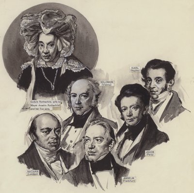 Rothschild-familien (gouache på papir) av English School
