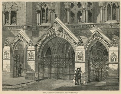 The Royal Courts of Justice: Strand foran innganger til firkanten av English School