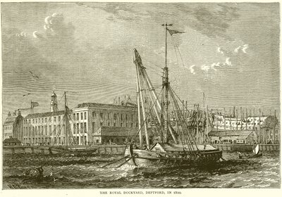 Royal Dockyard, Deptford, i 1810 av English School