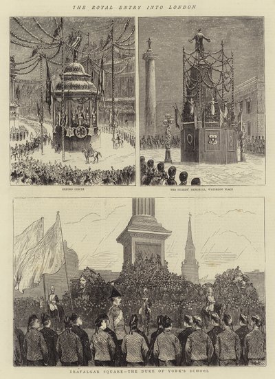 The Royal Entry into London (gravering) av English School