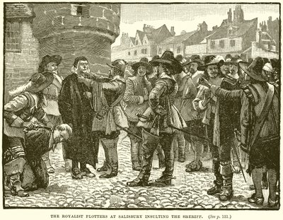 Die Royalisten-Verschwörer in Salisbury beleidigen den Sheriff von English School