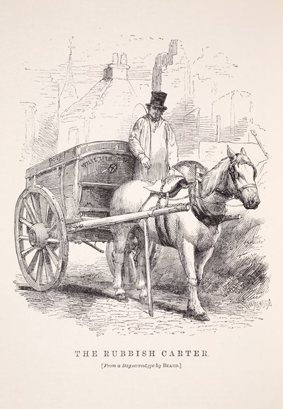 The Rubbish Carter, fra daguerreotypien av Richard Beard, illustrasjon fra London Labour og London Poor av Henry Mayhew, pub. 1862 av English School