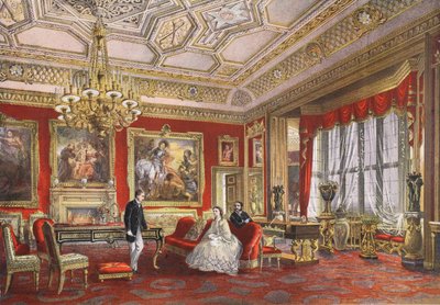 The Rubens Room, Windsor Castle, fra A Memorial of the Marriage of Edward VII and Alexandra of Denmark, pub. 1864 av English School