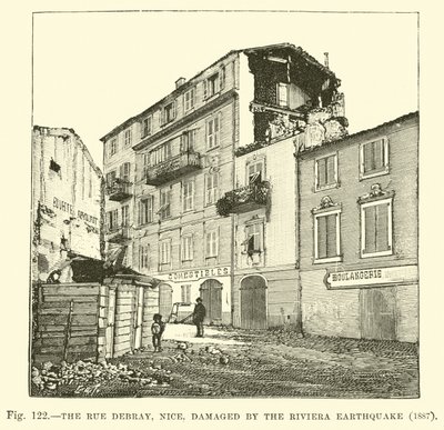 Rue Debray, Nice, skadet av jordskjelvet på Riviera, 1887 av English School