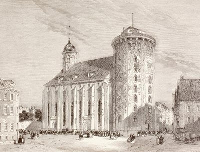 Rundetarn eller Rundetårn i København, Danmark på det nittende århundre (litho) av English School
