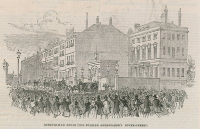 De russiske ambassadørene hus; Ashburnham House, Dover Street, London av English School