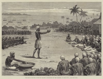 Sjømannsprinsene på Fijiøyene, Incantation of the Yangona eller Kava Bowl (gravering) av English School