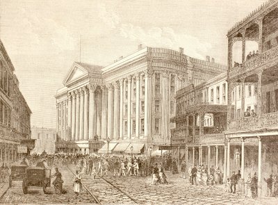 Saint Charles Hotel på St. Charles Street, New Orleans på 1880-tallet (litho) av English School