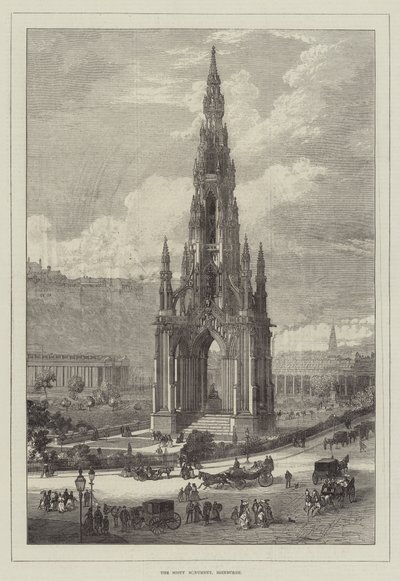 Scott-monumentet, Edinburgh (gravering) av English School
