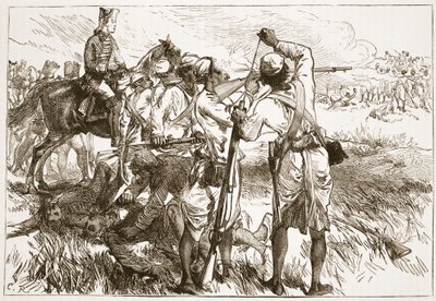The Sepoys at Buxar, illustrasjon fra Cassells Illustrated History of India av James Grant, pub. 1879 av English School