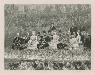 Shahen og kongefamilien på statskonserten i Royal Albert Hall av English School